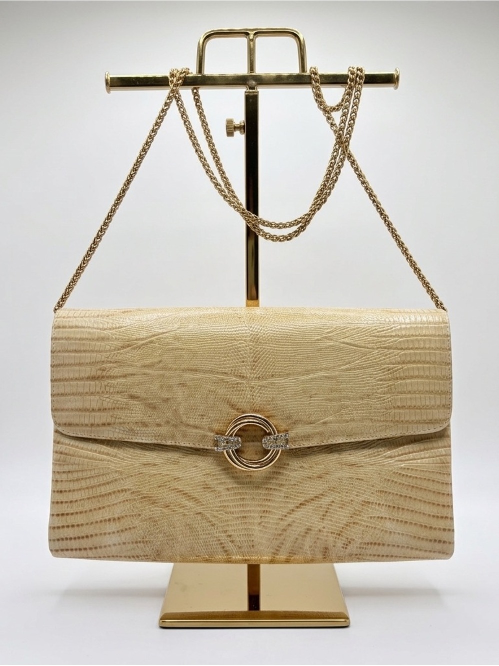 Rodo Bag in Pastel Yellow Reptile Embossed Chain Shoulder Crossbody Bag